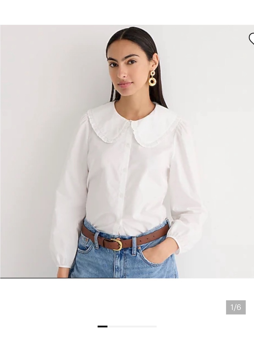 NWT J. CREW RUFFLE COLLARED BLOUSE W/PUFF SLEEVES, 6